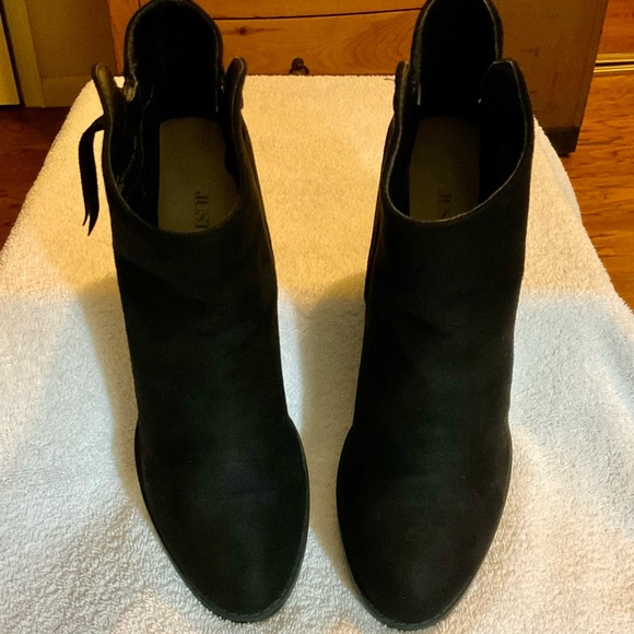 JUSTFAB BLACK & BROWN Western Style Loana Faux Suede Stacked Heel BootS. Sz-10 - Picture 7 of 11